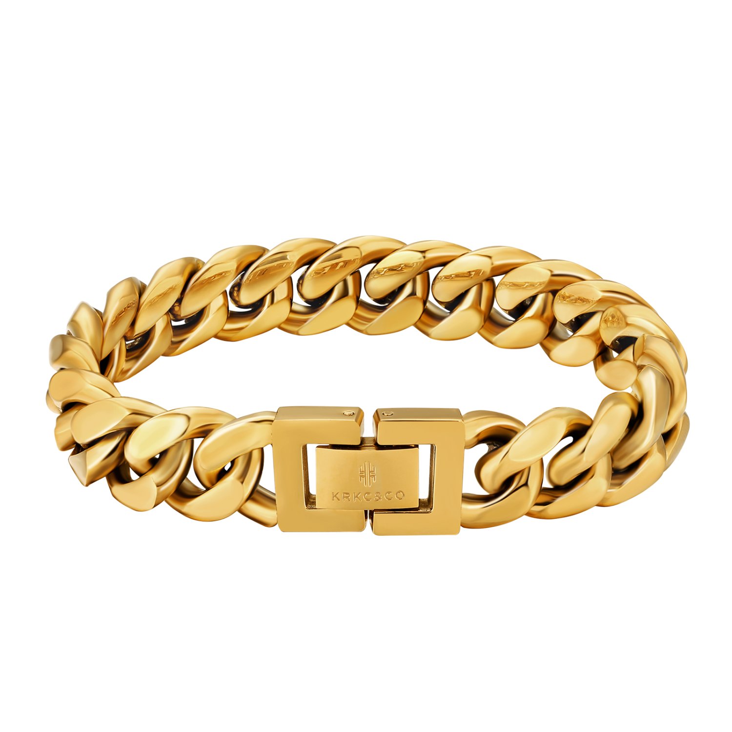 KRKC wholesale hip-hop accessories matte 8mm 10mm 12mm 18k gold-plated stainless steel Miami Cuban chain men's chain