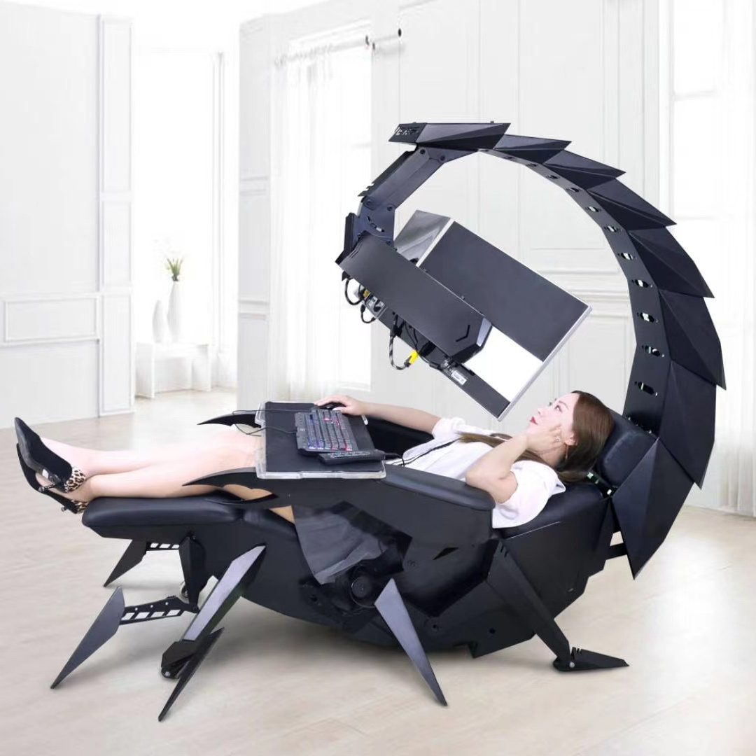 CLUVENS ergonomic scorpion chair cockpit zero gravity office chair game workstation lounge chair, can provide 5 monitors for comfort