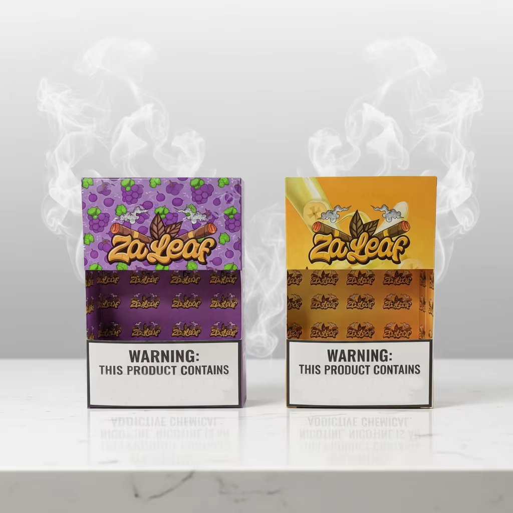 Customized natural fruit flavored cigar packaging bags and display paper box cigar packaging