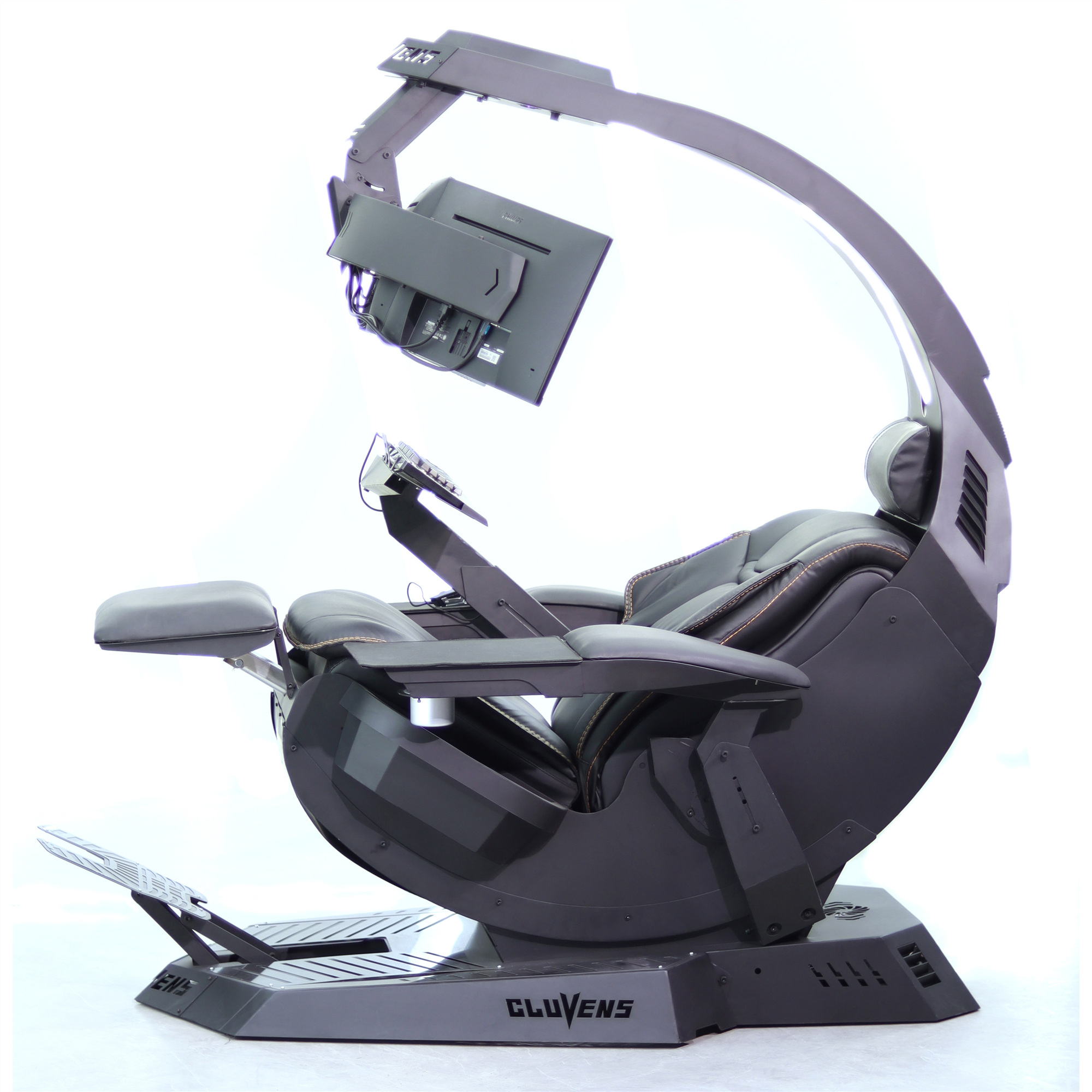 Clupens Manticore Home Office Zero Gravity Workstation Game Drilling Machine Computer Workstation Leather High Back Support Up to 5 Monitors