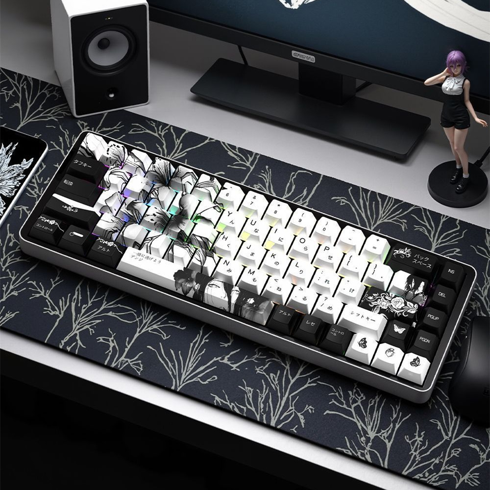 Reze keycap top/side semi transparent PBT sublimated cherry height, suitable for 68/75/84/87/96/104 mechanical keyboards