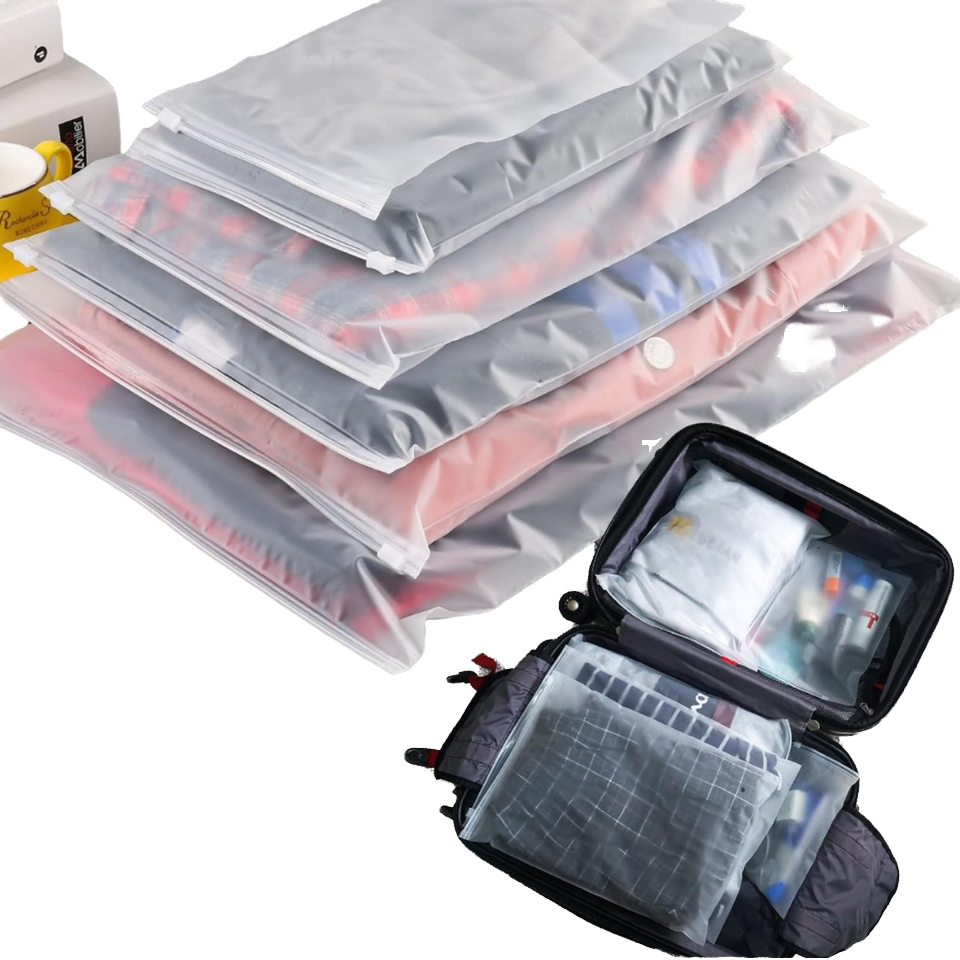 Factory supplies PE transparent recyclable zipper clothing bags, offset printing customized logo colored clothing fur storage bags, wholesale customization