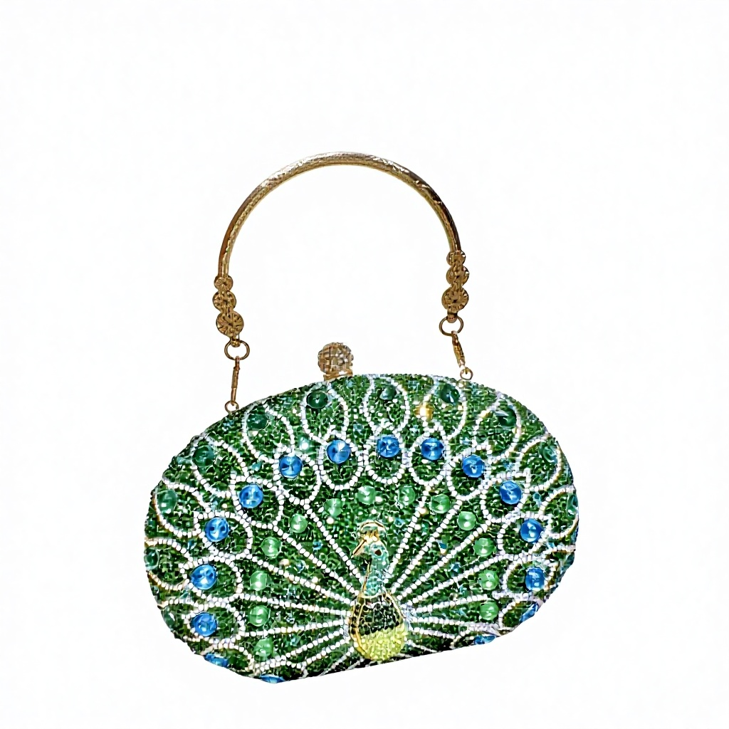 New Cross border Peacock Diamond Polyester Handbag European and American Retro Party Birthday Wedding Banquet Single Shoulder Strap